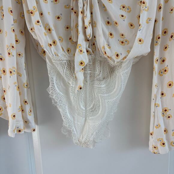 Intimately Free People Forties Feels Bodysuit Ivory Sunflower Hippie Boho - Picture 7 of 13